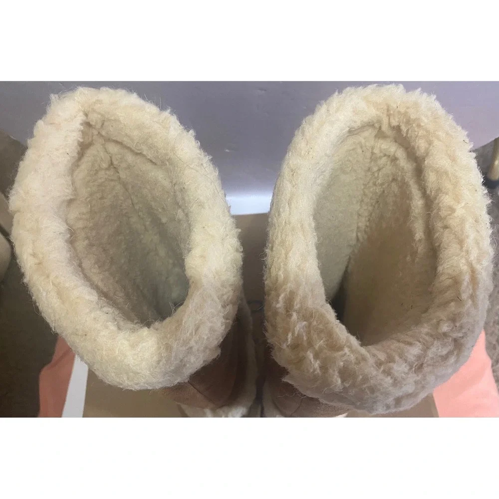 Bearpaw KendallTall Hickory Suede Fur Trim Winter Boots Brown Women's Size 8